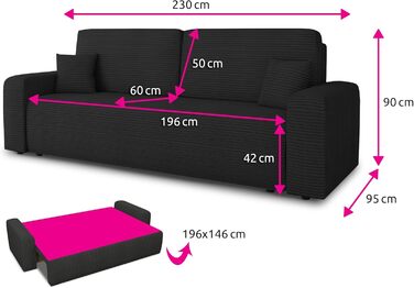 Диван-ліжко Spark диван зі сном та відділенням для зберігання речей, пружинна основа Bonnell, вельветовий чохол, велика спальна зона, сучасний мякий диван та диван-ліжко (бежевий (Poso 100))