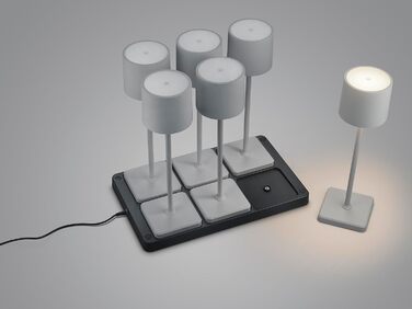 Набір бездротових LED-настільних світильників Reality Fernandez R54096677, 6 шт. з зарядною станцією, метал/пластик, сірий, 1.5 Вт