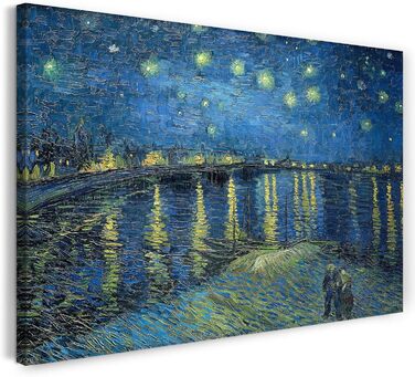 Друковані картини Високоякісна картина на підрамнику (120x80 см) Вінсент Ван Гог - Зоряна ніч над Роною (1888) 120x80 см