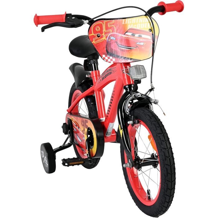 Дитячий велосипед Volare Cars 14 дюймів 3,55 років Ручні та американські гальма, додаткові колеса, захист ланцюга, світловідбивачі Регульоване сідло Подарунок для хлопчиків та дівчаток