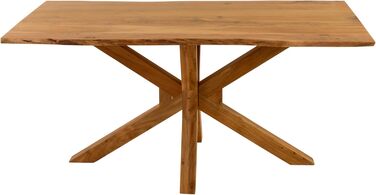 Обідній стіл SAM Prague 140 x 80 см Масив акації Натуральний колір З натуральним краєм Основа з павутини Легкий у догляді обідній стіл/стіл з натуральним краєм/кухонний стіл 140 x 80 см, акація, натуральна