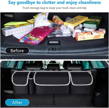 Універсальна сумка для автомобіля URAQT з 4 кишенями, водонепроникна, для заднього сидіння та багажника, з 3 регульованими ременями