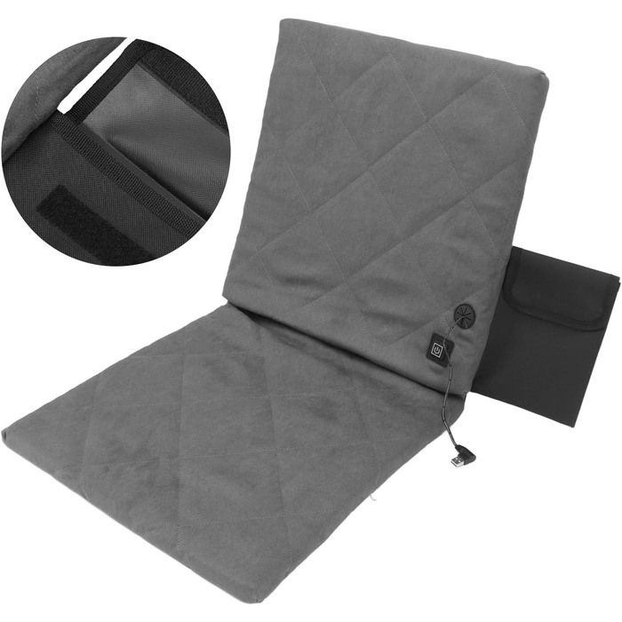 Підігріте кемпінгове крісло зі спинкою, електрично підігрітим сидінням, складними стадіонними сидіннями, підігрівом чохла зі спинкою для кемпінгу, риболовлі, полювання (сіре)