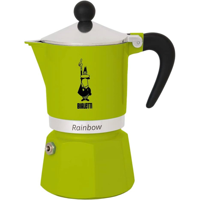 Зелений 6 чашок, 4973 Rainbow Caffettiera Colorata, Alluminio, Verde, 6 Tazze