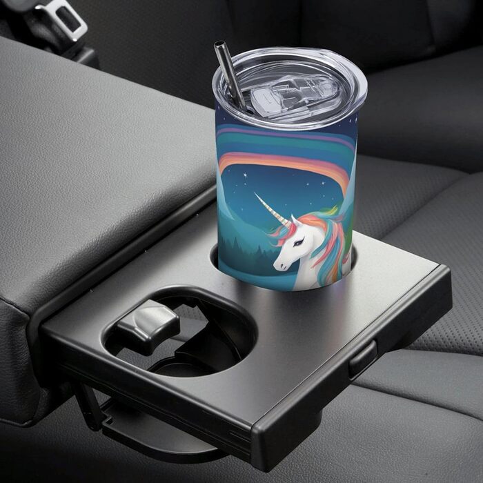 Кухоль з прямою трубочкою, дизайн біжучі єдинороги, принт, дорожній кухоль, підходить для кемпінгу, офісу та дому, 590 мл