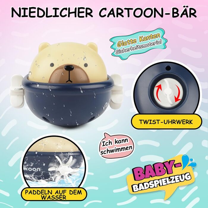 Набір іграшок для ванни GILOBABY, іграшка для ванни, дитяча іграшка для ванни, іграшка для води, діти з чашкою, ведмедик і кактус,