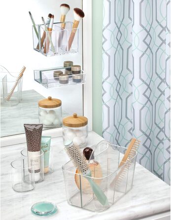 3 compartiments, gobelet transparent en plastique, rangement salle de bain pour le maquillage ou comme porte brosse dents, transparent Transparent, 3 compartiments, gobelet transparent en plastique, rangement salle de bain pour le maquillage ou comme port