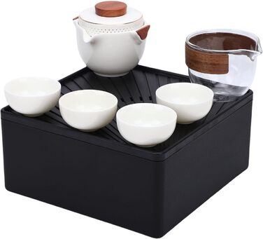 Набір для чаювання Кунг-Фу, портативний керамічний чайник з 4 міні-чашками, ідеальний для кемпінгу та подорожей