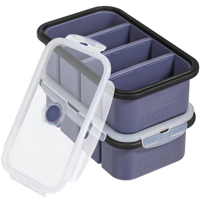 Силіконові контейнери для заморожування супів webake 250 мл 2 шт. Силіконовий лоток для заморожування з кришкою Контейнер для заморожування харчових продуктів Контейнер для зберігання надзвичайно великий лоток для кубиків льоду для супу, бульйону, соусу, 