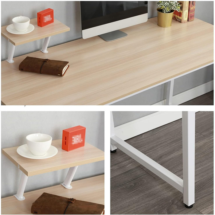 Комп&39ютерний стіл Невеликий робочий стіл Офісний стіл з дерев&39яного композиту та металевого каркасу, з підставкою, стіл для ПК та ноутбука Навчальний стіл для дому та офісу, 80 * 40 см, світлий дуб