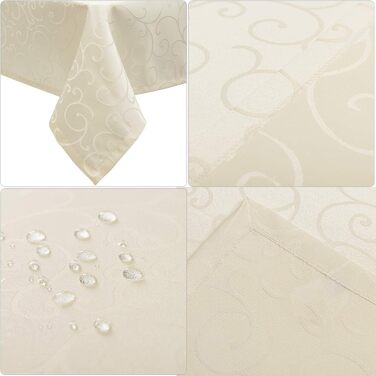 Скатертина EUGAD дамаські орнаменти шовковий блиск завиток/коло дизайн скатертини з подолом, розмір та колір скатертини на вибір,