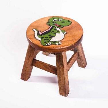 Дитячий стілець FairEntry, табурет, дитячий стілець з масиву дерева з мотивом динозавра, висота сидіння 25 см для нашої дитячої гр