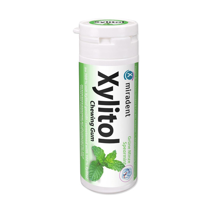 Жувальна гумка miradent Xylitol Dental Care м’ятна – 12 шт. без цукру, з ксилітом, веганська, профілактика карієсу