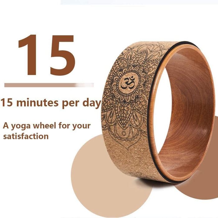 Коркове колесо для йоги та прогинів, перевернутих положень, колесо з принтом дерева та мандали