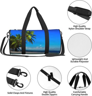 Біла Тигриця Містка дорожня сумка для подорожей, легка та довговічна, ідеальний подарунок для походів, відпустки, ділових поїздок та іншого. Дизайн пальми та чисте море, універсальний розмір.