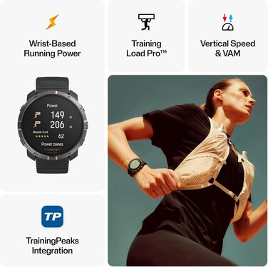 Мультиспортивний GPS-годинник для активного відпочинку Polar Grit X2 AMOLED-дисплей, офлайн-карти, двочастотний GPS, ЕКГ на зап&39ястку, біосенсори Elixir, TrainingPeaks, SpO2, час роботи від батареї до 7 днів, колір Night Black