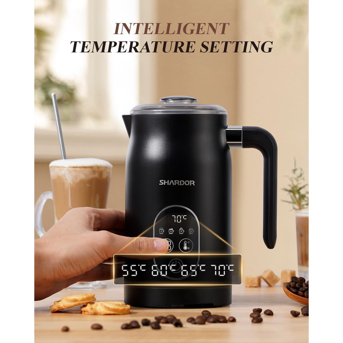 Піноутворювач для молока 5 в 1, електричний піноутворювач для молока з інтелектуальним регулюванням температури, піноутворювач для