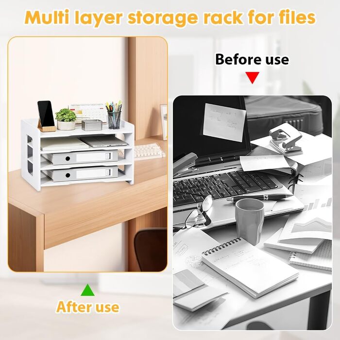 Настільний органайзер A4, лоток для листів, тримач для документів, лоток для паперу A4, органайзер для зберігання файлів, шухляда для дому, офісу, школи (білий - 4 лотки)