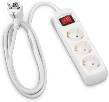 Триконтактний подовжувач Hama (кілька розеток із вимикачем Save Energy для економії електроенергії, розетки повернуті на 45 градусів, кабель 1,4 м, перевірено GS, кілька штекерів для домашнього офісу) білий
