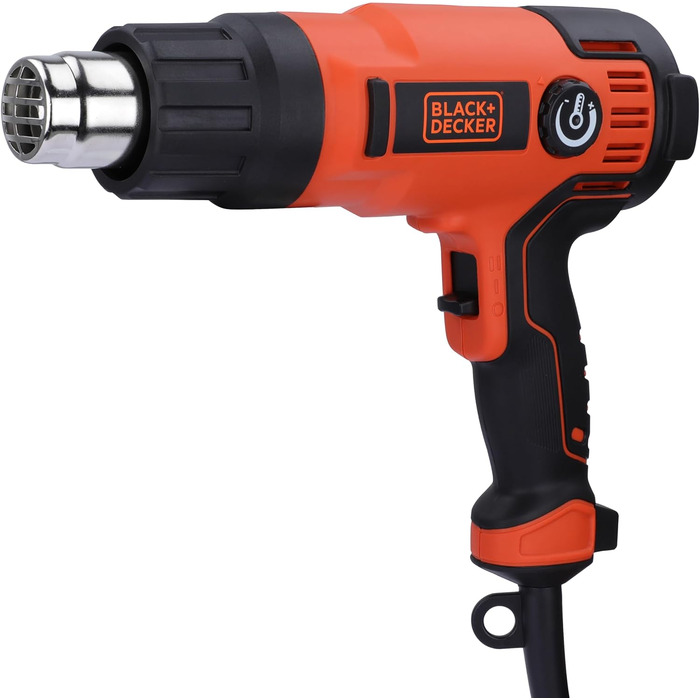 Будівельний фен BlackDecker KX2200K 2000 Вт (з 2-ступеневим вимикачем безпеки, плавним регулюванням температури, автовимкненням, набір аксесуарів з 8 предметів)