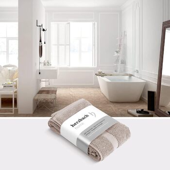 Килимок для ванної Herzbach Home 100 бавовна Килимок для душу 1000 г/м Абсорбуючий Можна прати (Пісочно-сірий, 60 x 100 см) 60 x 100 см (Прямокутний) Пісочно-сірий