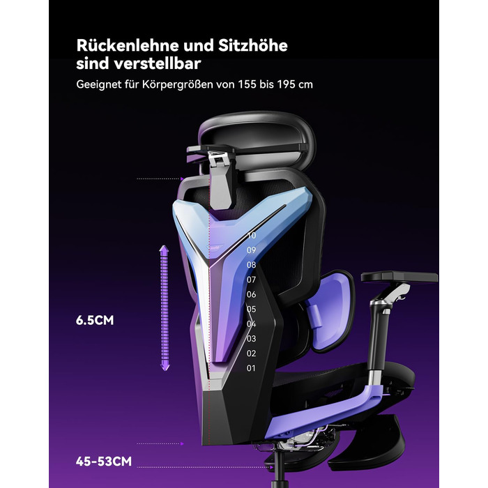 Ергономічне ігрове крісло AutoFull G7, ігрові крісла з динамічною поперековою підтримкою, поворотними підлокітниками на 720 по двох осях, нахилом спинки на 140 та подушкою для шиї 4D (лазерне) Laser Color