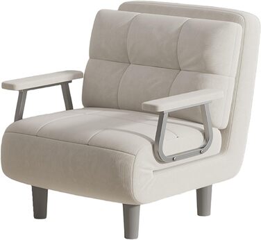 Крісло-розкладний диван-ліжко 1-місний Високий комфорт, розбирається з подушками, металевими підлокітниками та ніжками (білий)