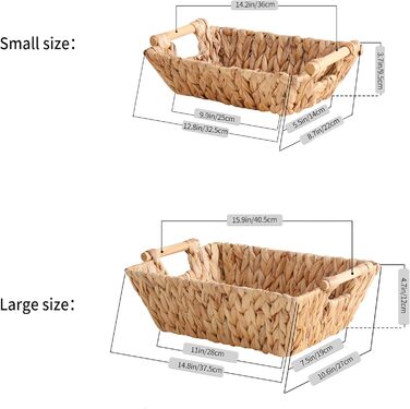 Прямокутний кошик ручної роботи з водяним гіацинтом та дерев&39яними ручками Великий натуральний кошик для зберігання та декору з прямими ручками