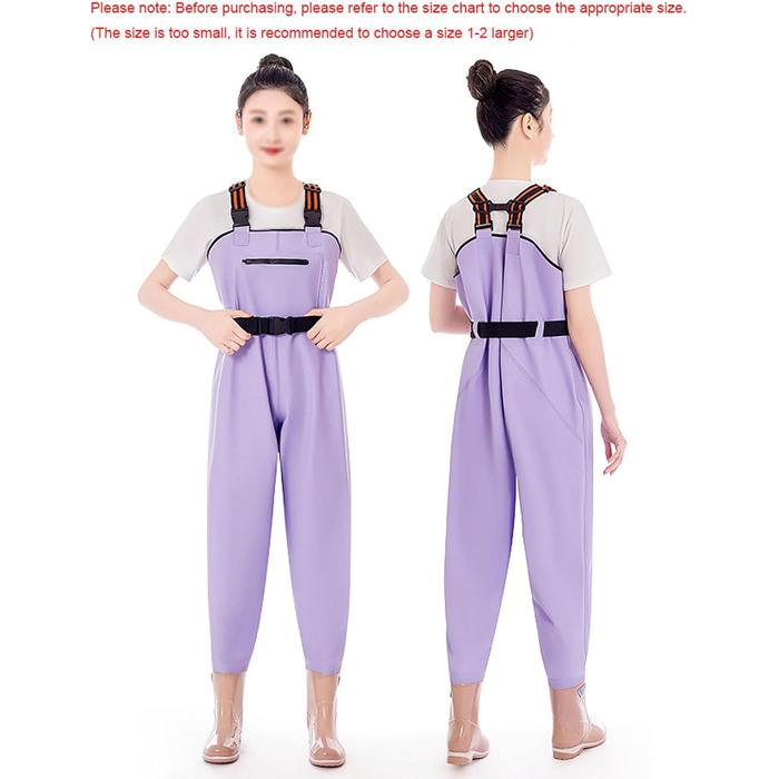 Жіночі водонепроникні вейдерси, двошарові неопренові вейдерси, рибальські вейдерси з чобітьми, дихаючі вейдерси, вейдерси для перехресного хобі для будівельних майданчиків, риболовлі, ферм, садів, EU38 фіолетовий