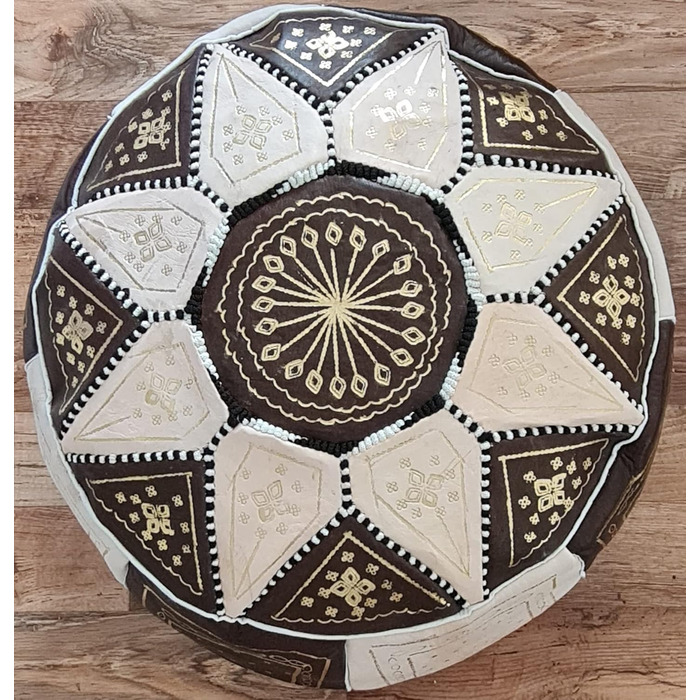Пуф, ручної роботи з марокканської натуральної шкіри, зручна подушка на підлогу для дорослих, круглий пуф для сидіння 55x35 см, коричневий пуф для ніг, подушка сидіння (без наповнювача)