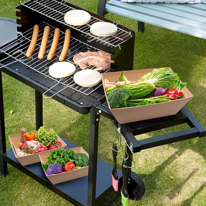 Набір із 5 порожніх картонних подарункових кошиків із целофановими пакетами та зав&39язками, екологічно чистий картонний подарунковий кошик для подарунків, свят, днів народження (крафт-папір) 5 прямокутний подарунковий кошик з крафт-картону