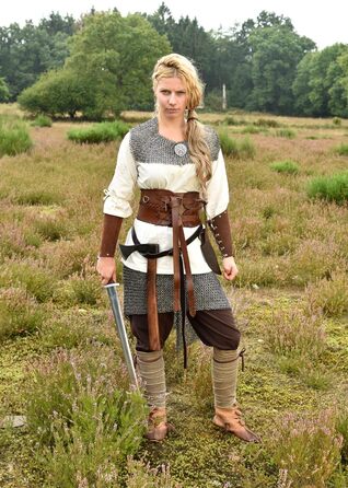 Середньовічні накидки на ноги Battle-Merchant для чоловіків та жінок, пара, візерунок &quotялинка&quot для середньовічних штанів або штанів вікінгів, бавовна, вікінги, LARP синій/натуральний