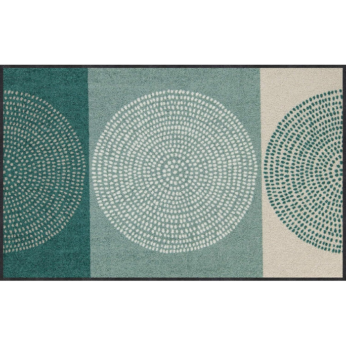 Килимок для дверей Salonloewe Nestor кольору шавлійно-бежевого, що миється, 50 x 75 см, вхідний килимок, брудозбірний килимок, зелені кола, 50 x 75 см (прямокутний), зелений