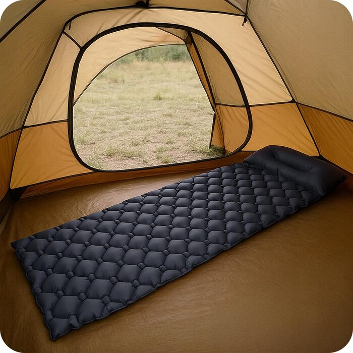 Надувний матрац для кемпінгу з подушкою 190x60 см, надлегкий килимок для сну, товщина 5 см, вантажопідйомність 100 кг, надувний матрац для кемпінгу, трекінгу, активного відпочинку, пляжу, складається з сумкою