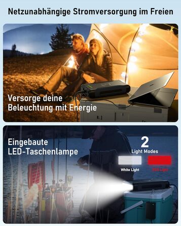 Портативна електростанція EASYLONGER ES720 для риболовлі 72000mAh/266.4Wh Резервний акумулятор 12V 24V Регульований вихід постійного струму Бездротовий зарядний пристрій Акумуляторний блок для кемпінгу та надзвичайних ситуацій на свіжому повітрі, GP14