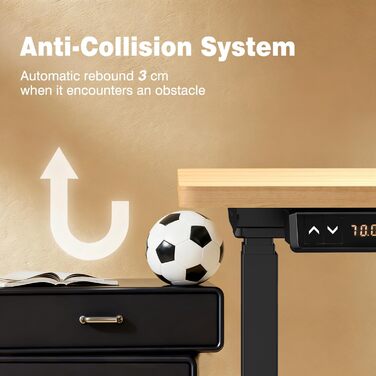 Рама столу AIMEZO з регулюванням висоти та 2 двигунами, електрична рама столу з портом USB-C, електрична рама столу з функцією запобігання зіткненням, керування пам&39яттю, чорна