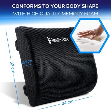 Ергономічна подушка для поперекової підтримки Розроблено спільно з експертами в Німеччині Покращує поставу та знімає біль у спині Поперекова підтримка для офісного крісла, автомобіля та дивана (Середня (70-90 кг)) Подушка для поперекової підтримки з піни 