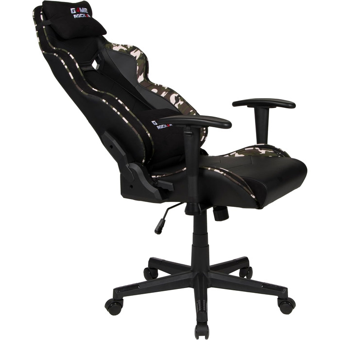 Ігрове крісло GAME ROCKER G-30 зі штучної шкіри, чорний/камуфляжно-зелений, вантажопідйомність до 110 кг