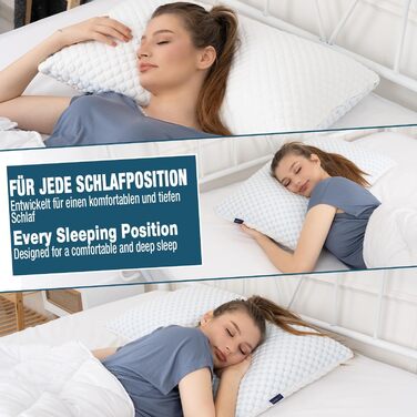 Регульована гелева подушка Alkamto 73x48 см охолоджувальна подушка з піни з ефектом пам&39яті з двостороннім чохлом з крижаного шовку та віскози ідеально підходить для сну на спині, животі та на боці розмір queen-size для спокійного сну 73x48x14 см