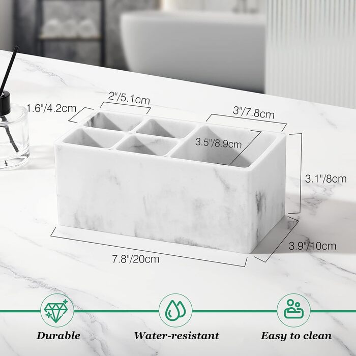 Тримач для зубних щіток із смоли Luxspire, 5 відділень для зубних щіток Ручна робота Тримач для електричної зубної щітки Зубна пас