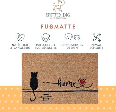 Килимок для котів з кокосу для використання в приміщенні - натуральний килимок для уловлювання бруду, килимок для вулиці з кокосу Black Cat Home, всепогодний та нековзний килимок для коридору, вхідної зони 60x40 см Black Cat-home