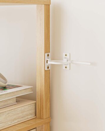 Книжкова полиця, вузька полиця з 5 полицями, кухонна полиця з відкритими полицями, 38 см x 27 см x 136 см, окремостояча полиця для вітальні, офісу, кабінету, дуб, 5 полиць