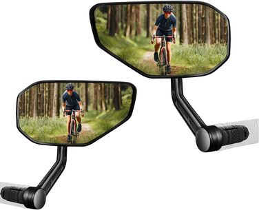 Велосипедні дзеркала, 2 шт., велосипедні дзеркала заднього виду для керма, велосипедні дзеркала зі скляними лінзами, стійкі до подряпин, великі велосипедні дзеркала заднього виду, дзеркала на торці керма для електровелосипедів, ліве та праве (14-20 мм), п