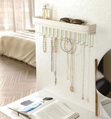 Підвісний органайзер для ювелірних виробів, тримач для намиста, браслетів, настінне кріплення, папка-ланцюжок з 25 гачками (білий/12 x 42 x 7 см) - MK124C