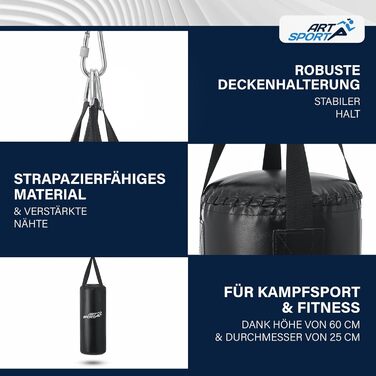 Боксерська груша ArtSport Punching Bag Kids - підвісна боксерська груша 8 кг в комплекті з боксерськими рукавичками, бинтом і кріп