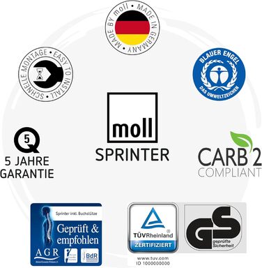 Дитячий письмовий стіл Moll Sprinter, регульований по висоті росте разом з вашою дитиною, ергономічний та нахиляється для вертикального сидіння ідеально підходить для школярів білий письмовий стіл, додаткова шухляда Зроблено в Німеччині Бічна стільниця та