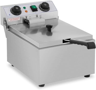 Електрична фритюрниця Royal Catering нержавіюча сталь RCTF 10EB (3 200 Вт, ємність 10 л, діапазон температур 50-200 C, холодна зона, з таймером до 60 хв.)