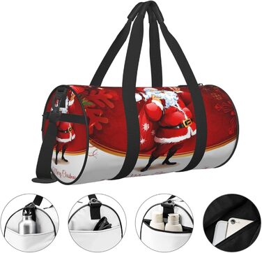 Яскрава спортивна сумка для подорожей з різдвяним дизайном Санта з подарунком. Ідеально підходить для чоловіків та жінок як спортивна сумка, дорожня сумка або сумка для пляжу.