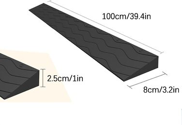 Пандус для інвалідного візка Пороговий пандус вільного монтажу, пандус для інвалідного візка, універсальний нековзний дверний поріг, дверний поріг для інвалідного візка сходи (розмір 100x8x2,5 см (39,4x3,1 дюйм))