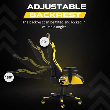 Ігрове крісло GTRacer Pro, ергономічне офісне крісло, регульовані підлокітники, комп&39ютерне крісло, ігрове крісло зі штучної шкіри, зручні офісні крісла для домашнього офісу (жовте)